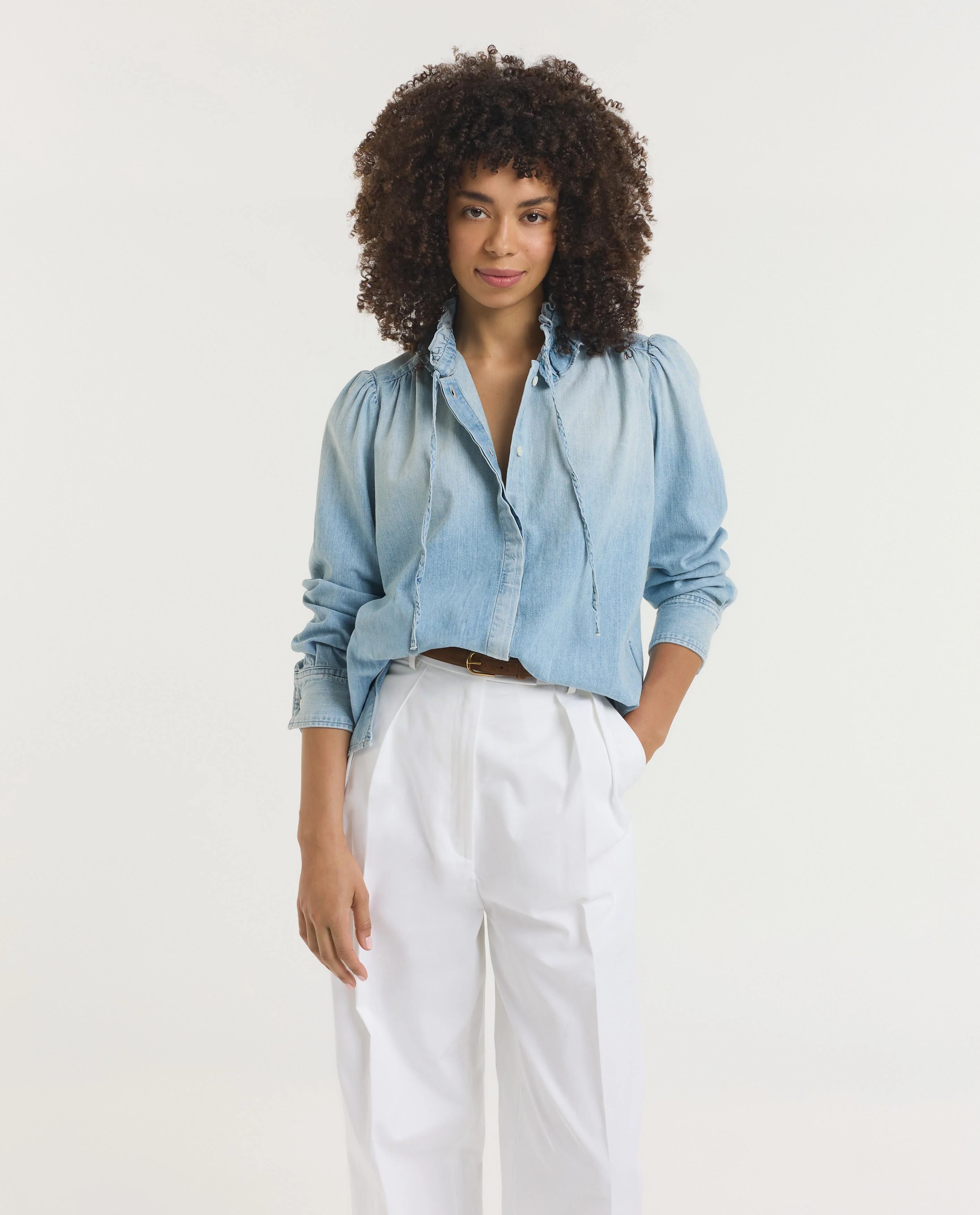 Calista Ruche Kraag Shirt