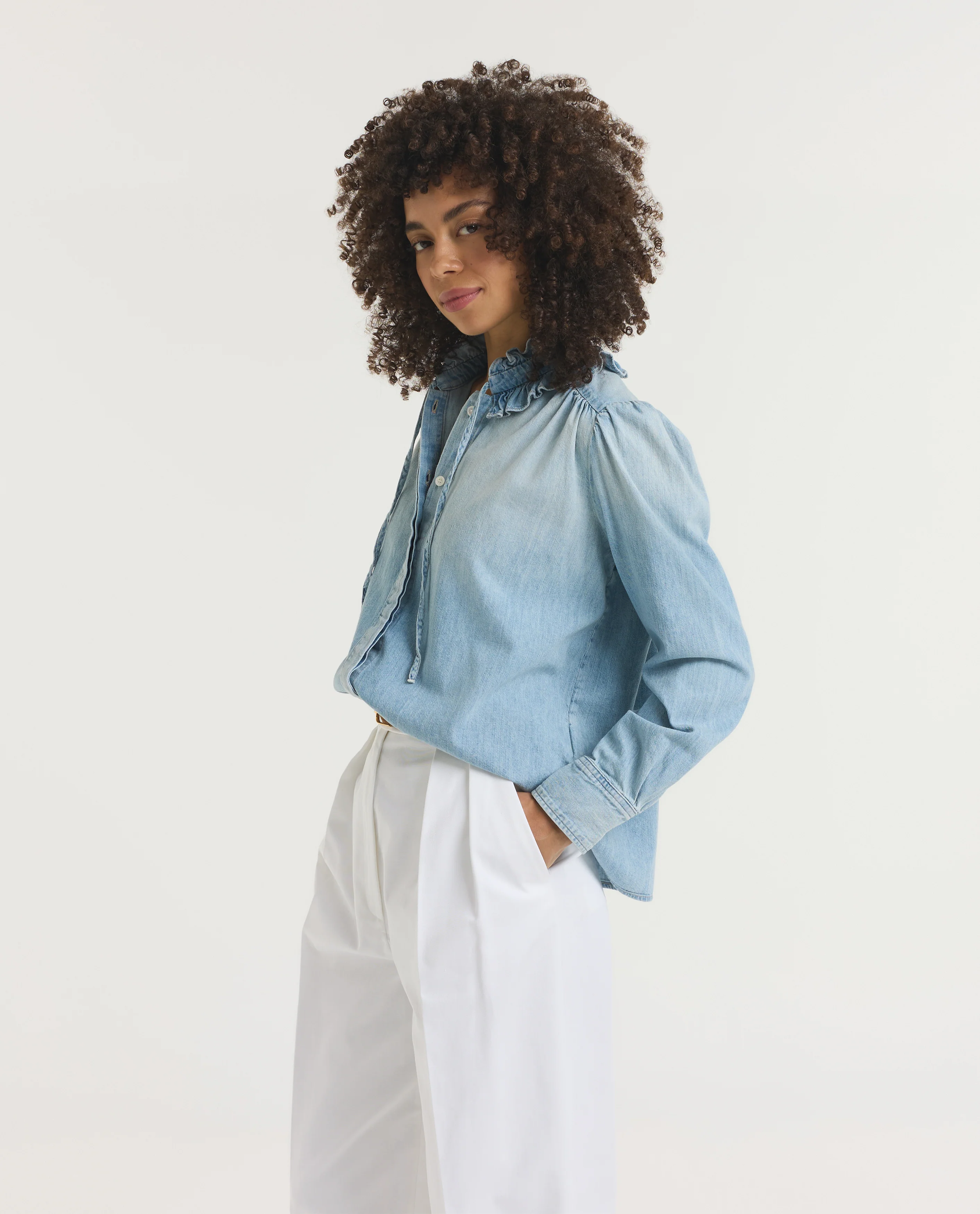 Calista Ruche Kraag Shirt - Image 4