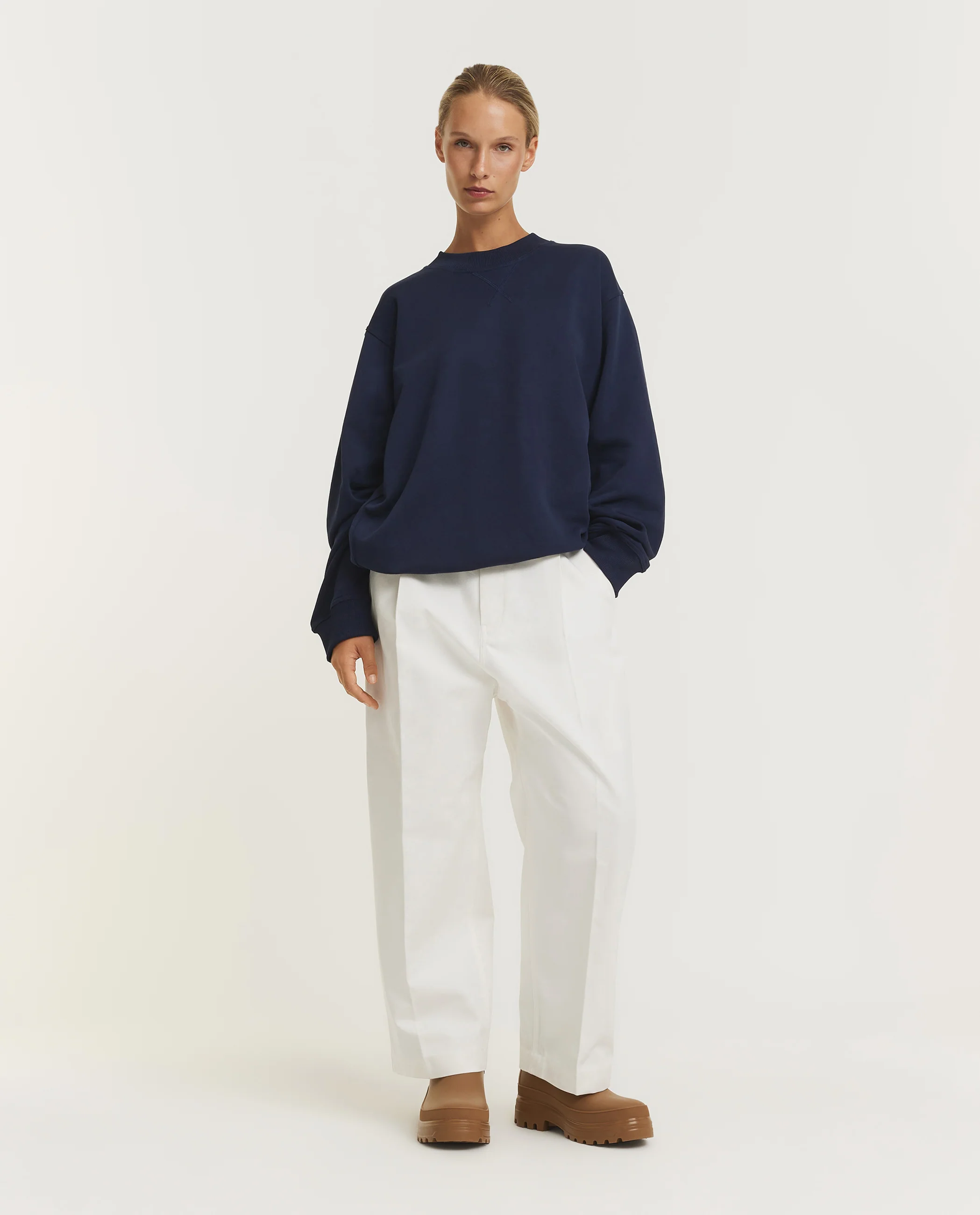 Canvas Bandplooi Broek - Wit