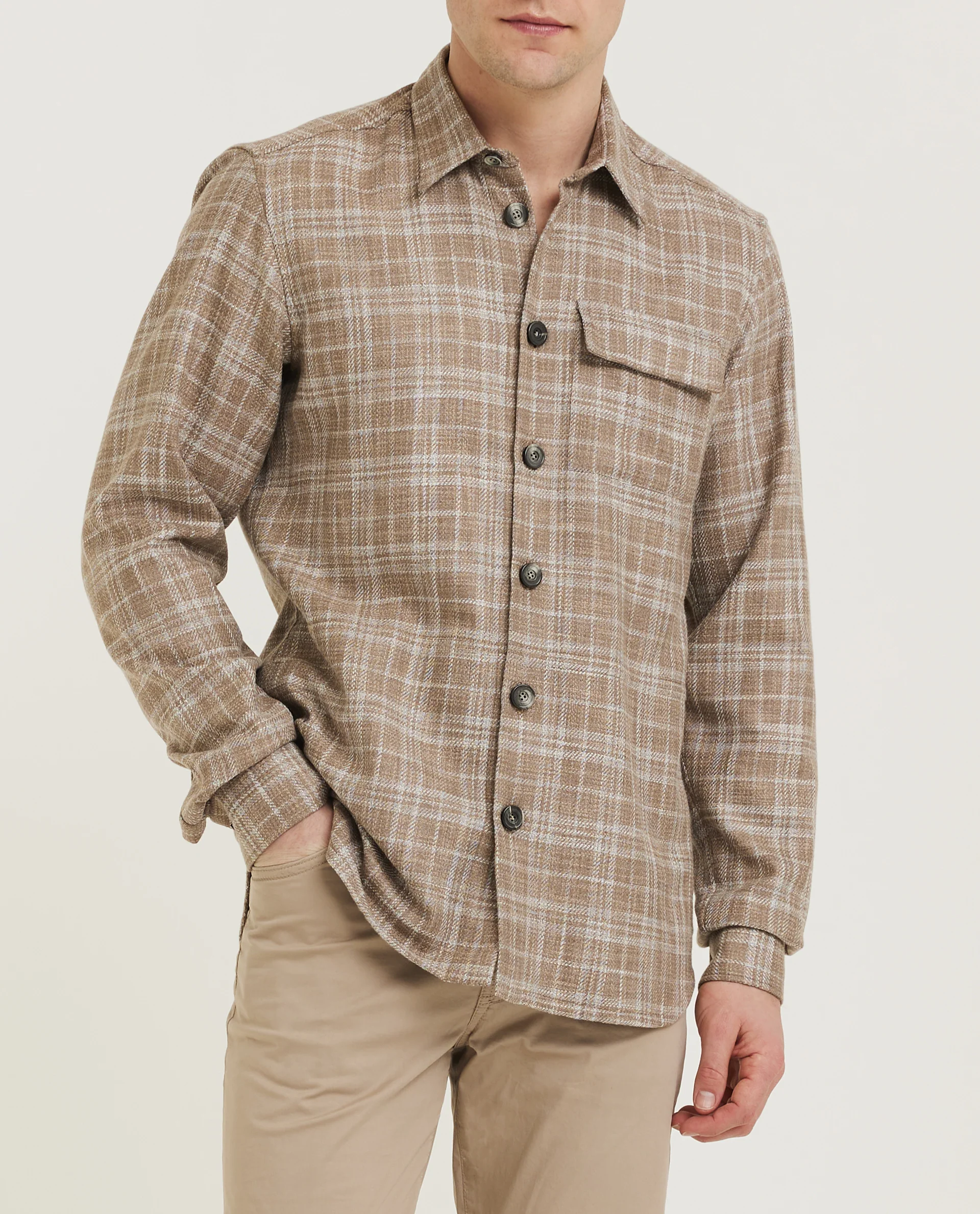 Cashmere Mix Overshirt - Lichtbruin - Image 2