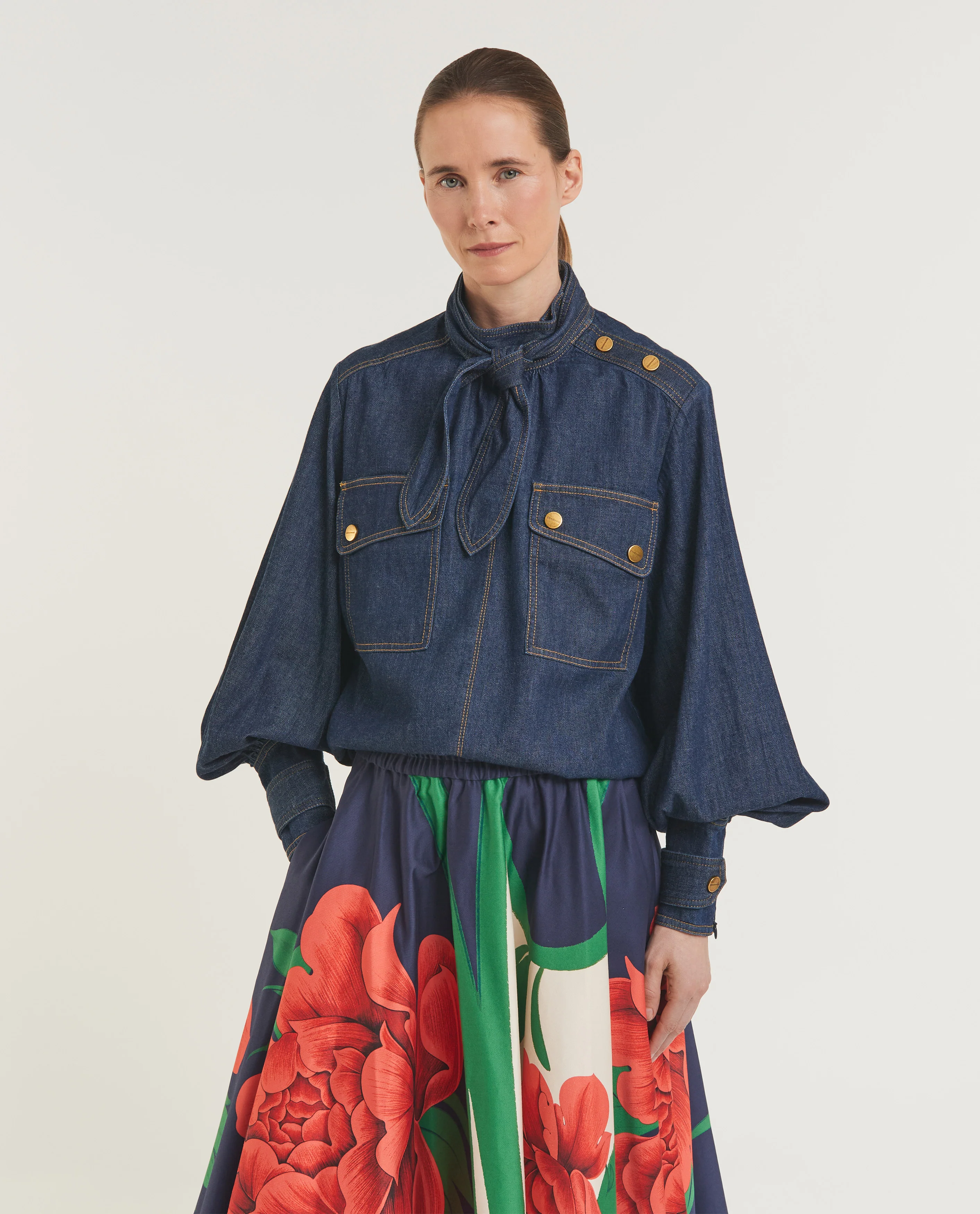 Denim Cargo Blouse