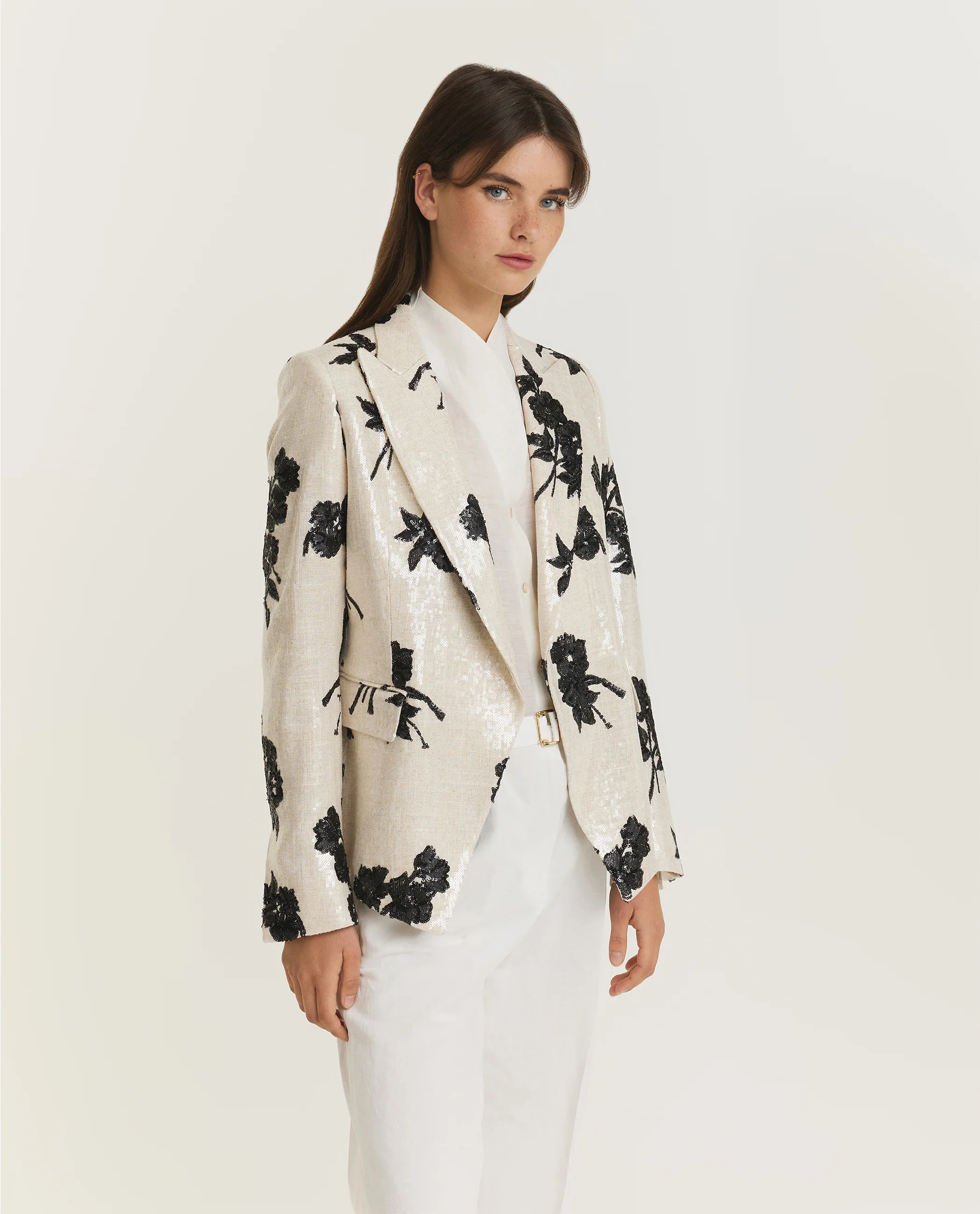 Double Breasted Blazer  - Ecru - Image 4