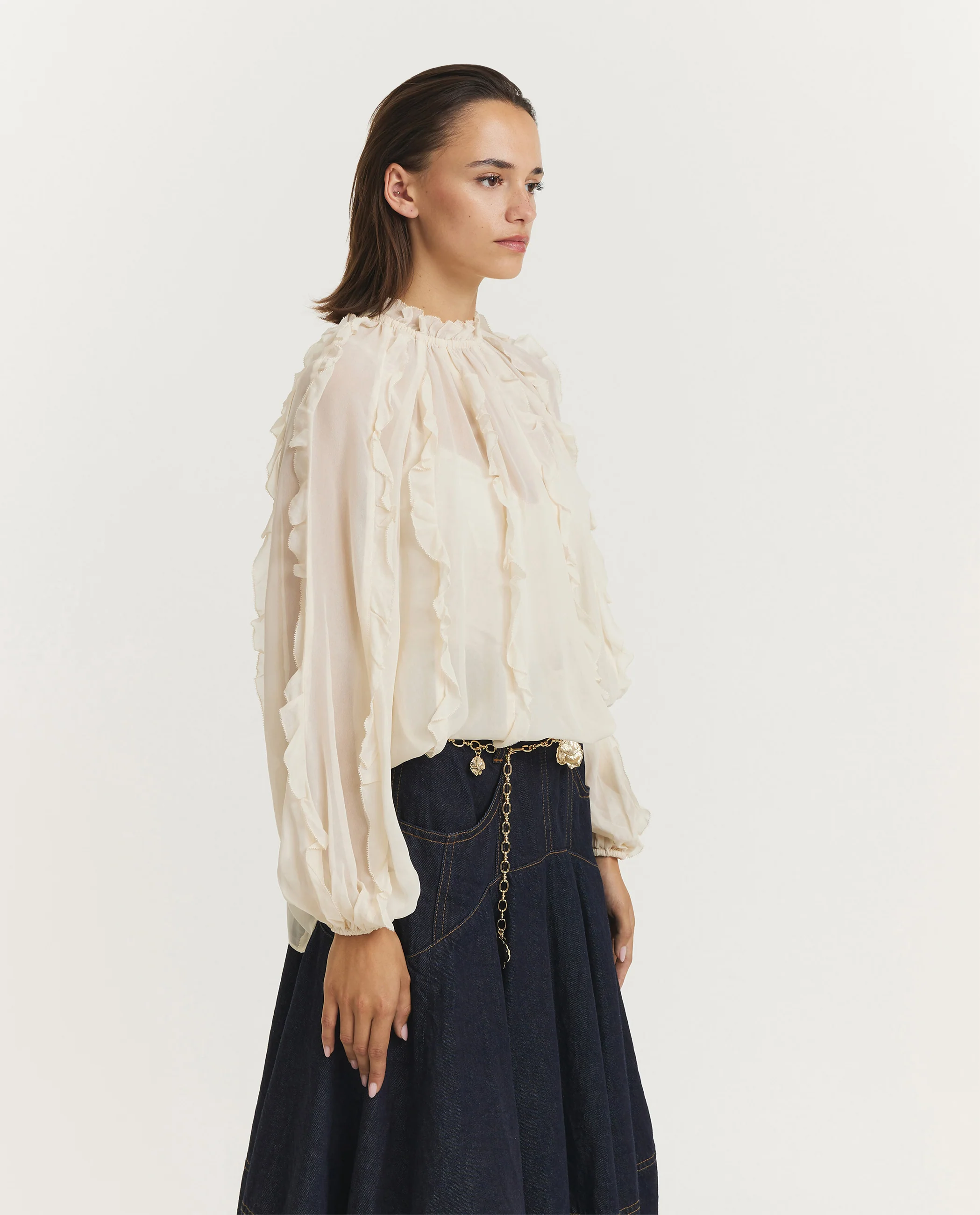 Frill Billow Blouse - Ecru - Image 4