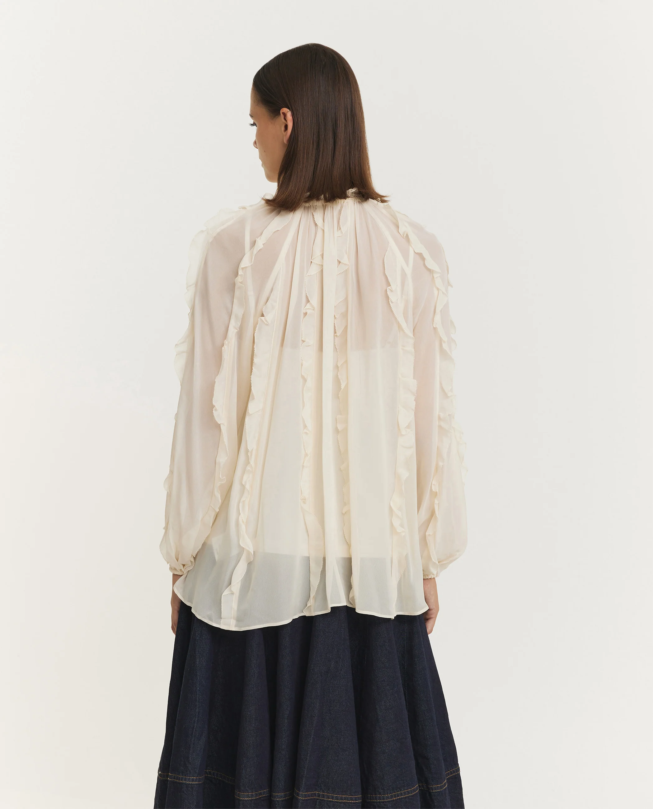 Frill Billow Blouse - Ecru - Image 5