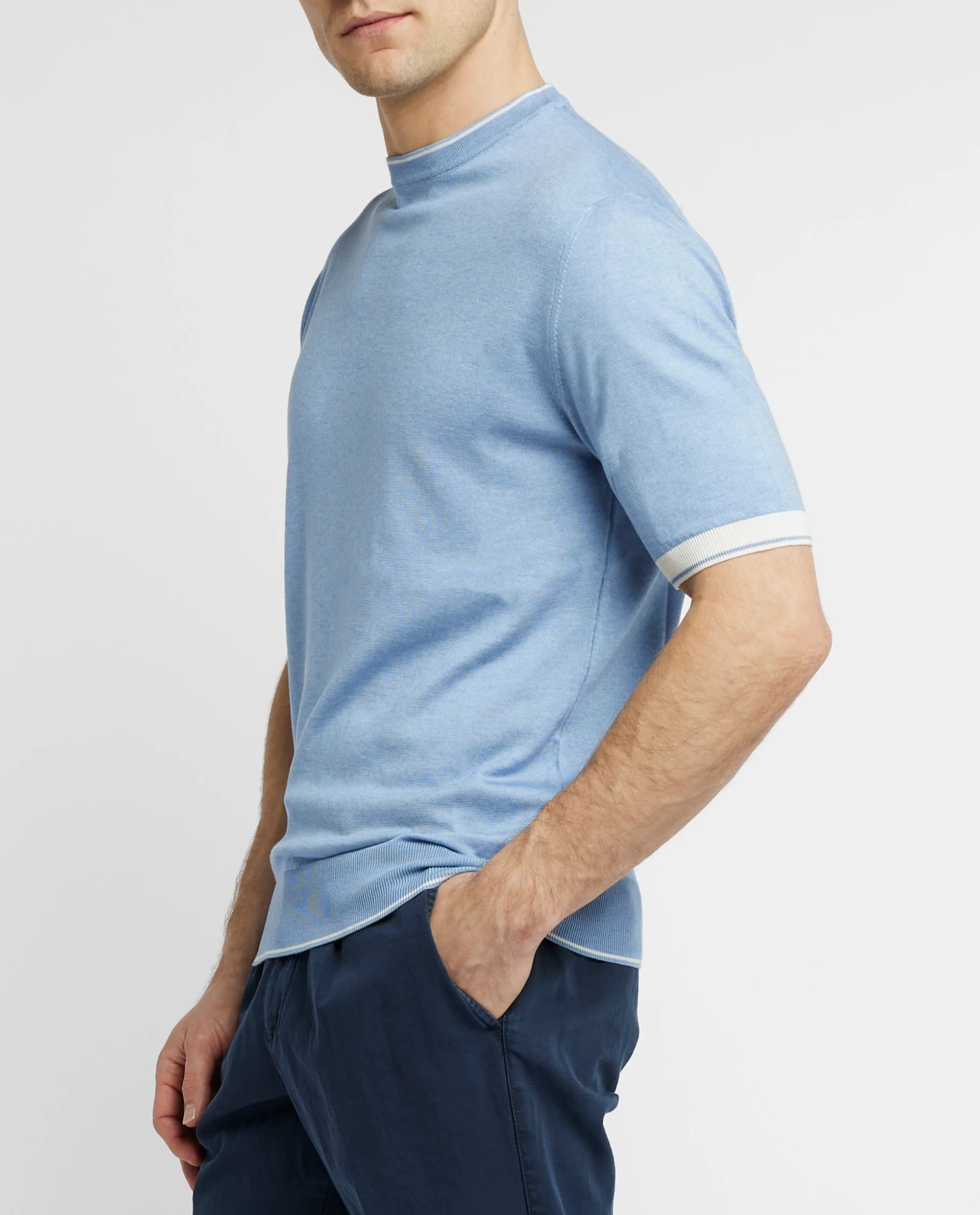 Gebreid T-Shirt - Lichtblauw - Image 3