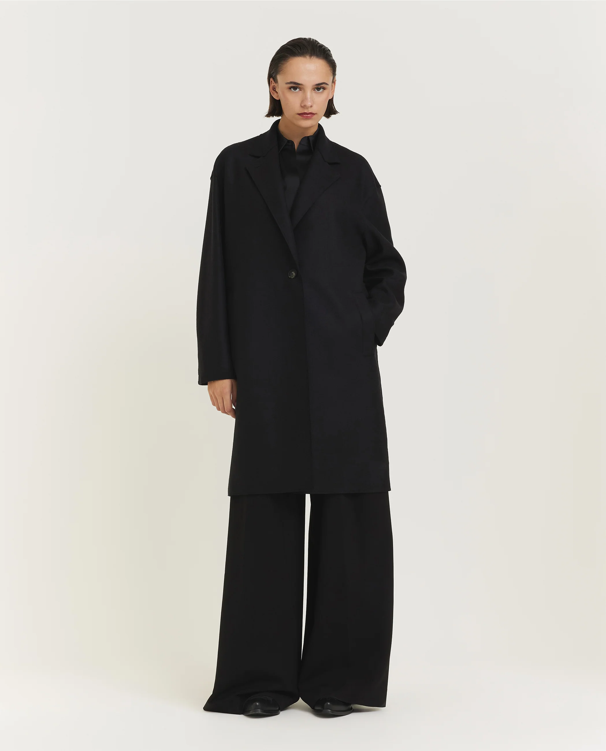 Geperste Wol Cashmere Jas