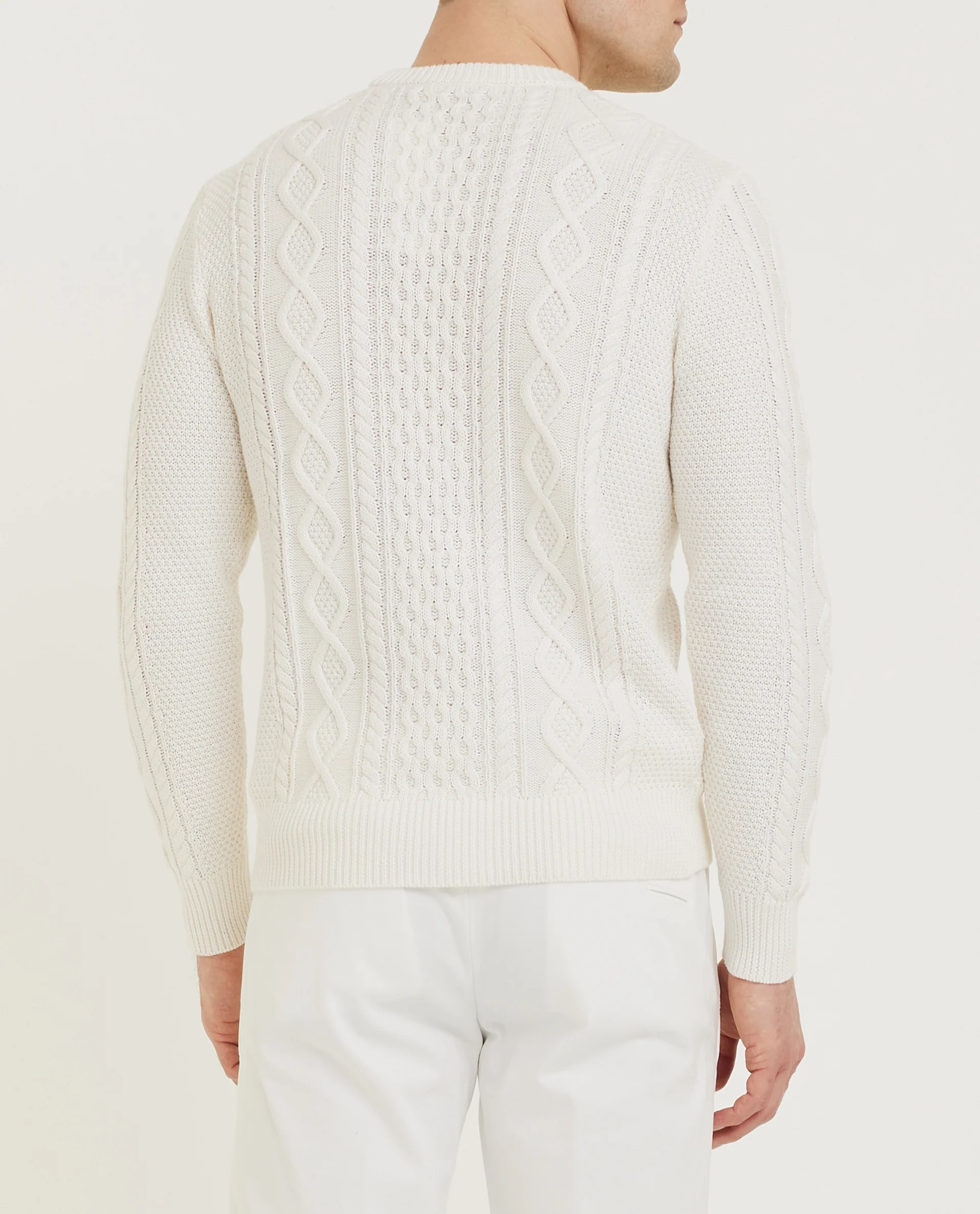 Katoen Cashmere Aran Trui - Wit - Image 4