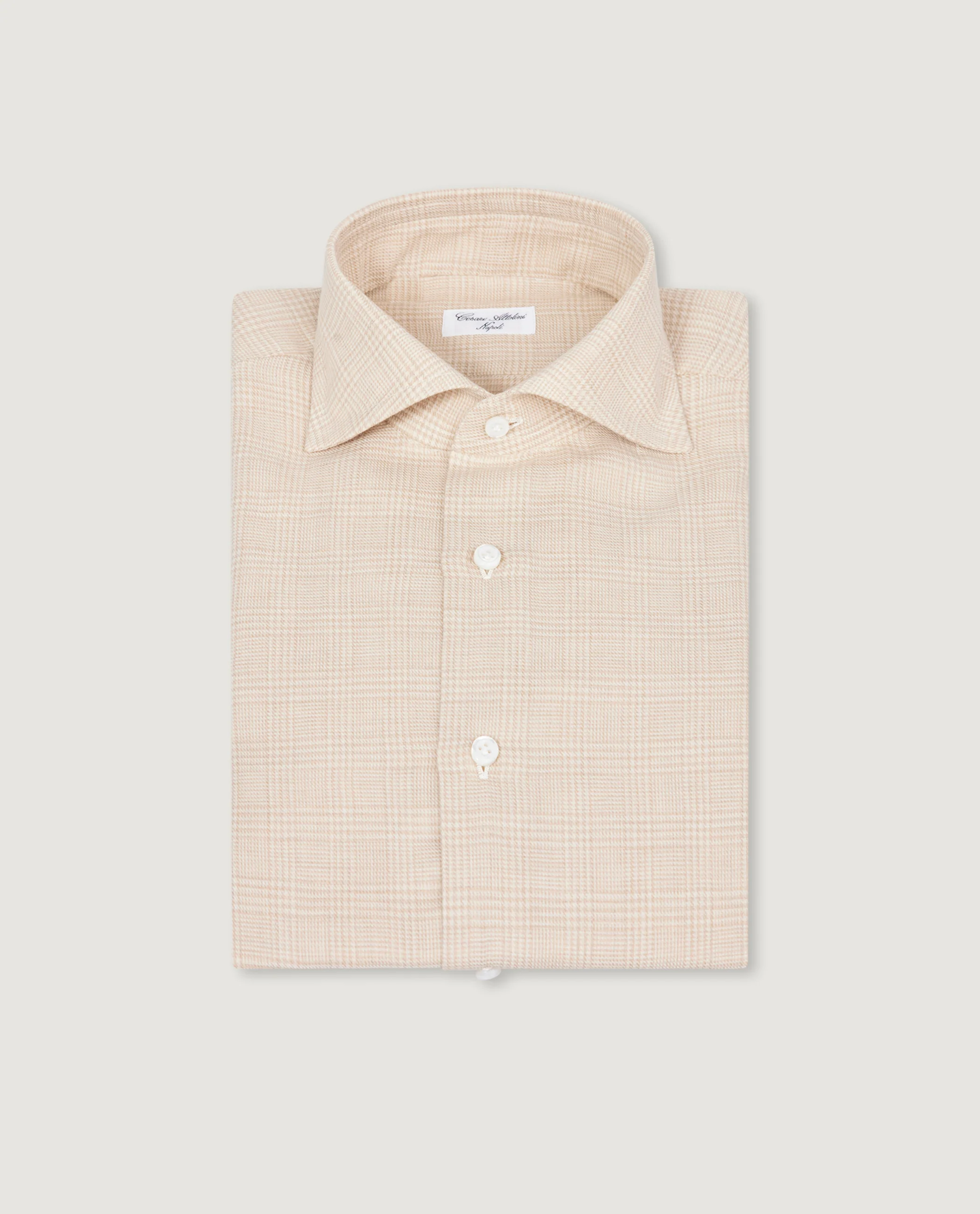 Katoen Cashmere Glencheck Shirt - Lichtbruin