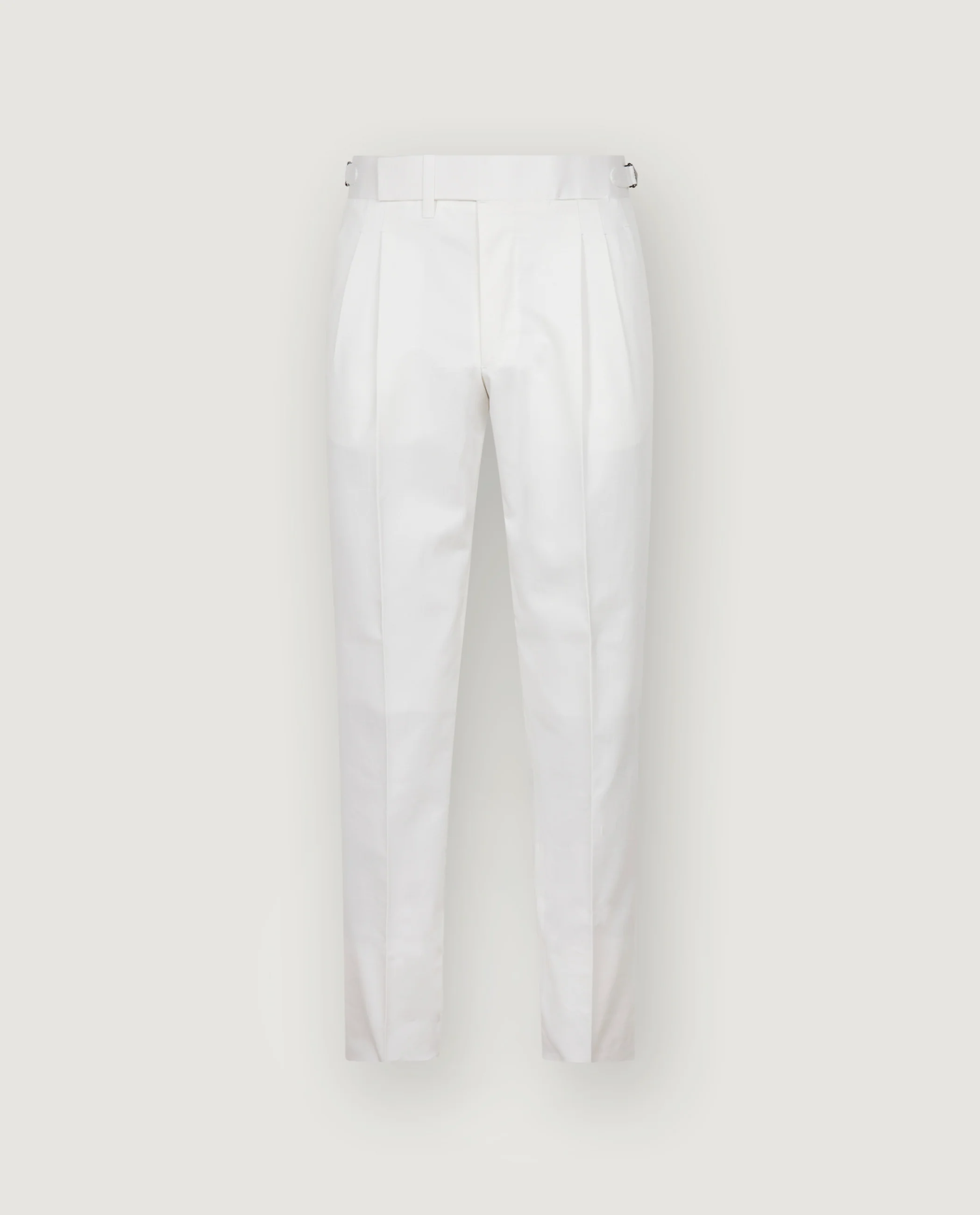 Katoenen Bandplooi Broek - Wit