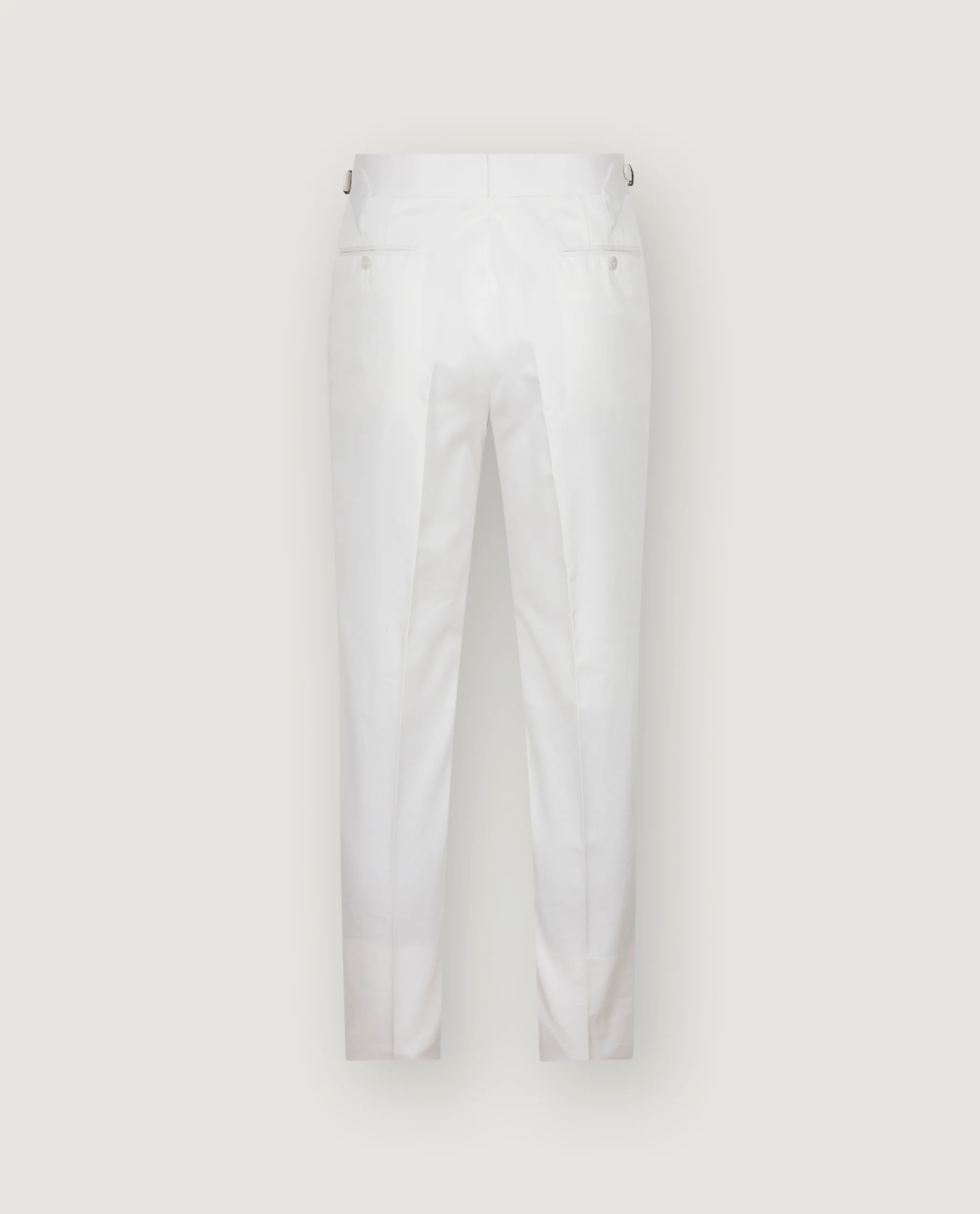 Katoenen Bandplooi Broek - Wit - Image 3