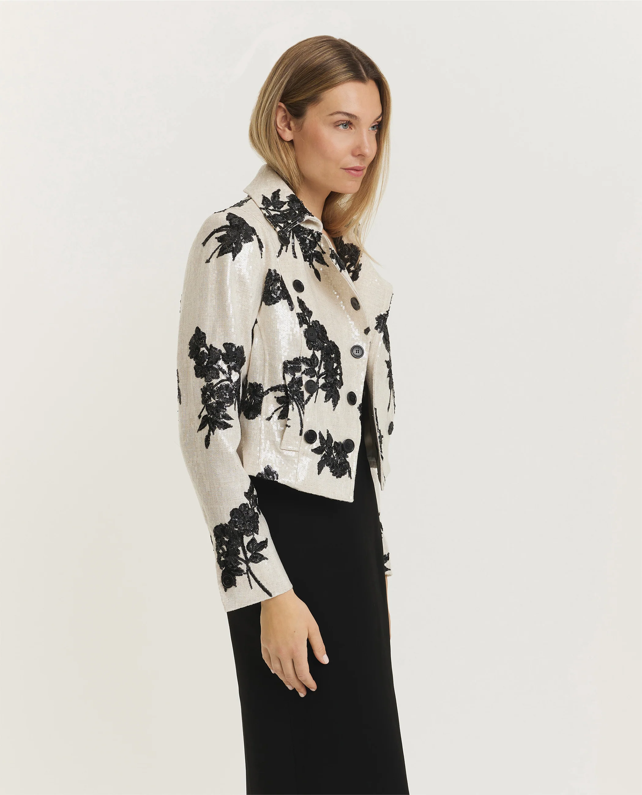Korte double breasted blazer - Ecru - Image 4