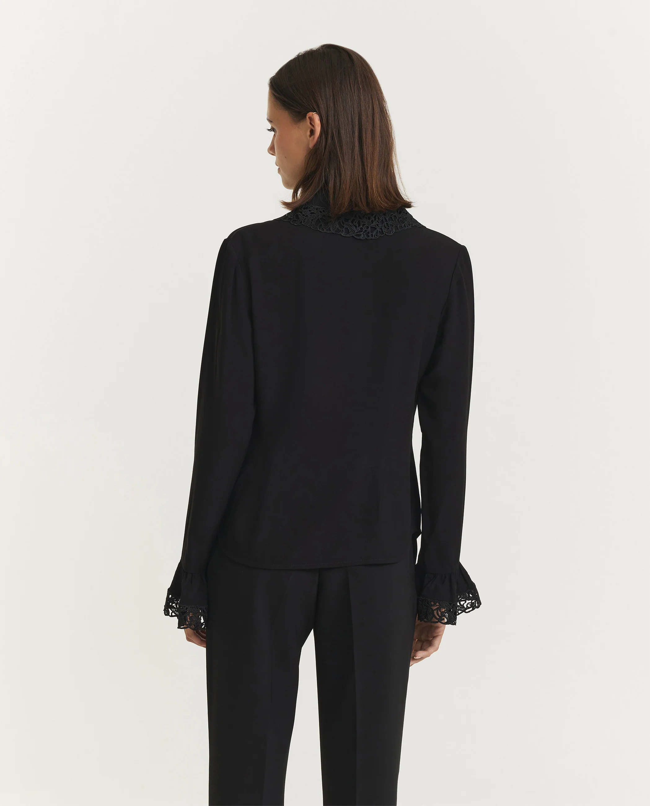 Lace Trimmed Shirt - Zwart - Image 5