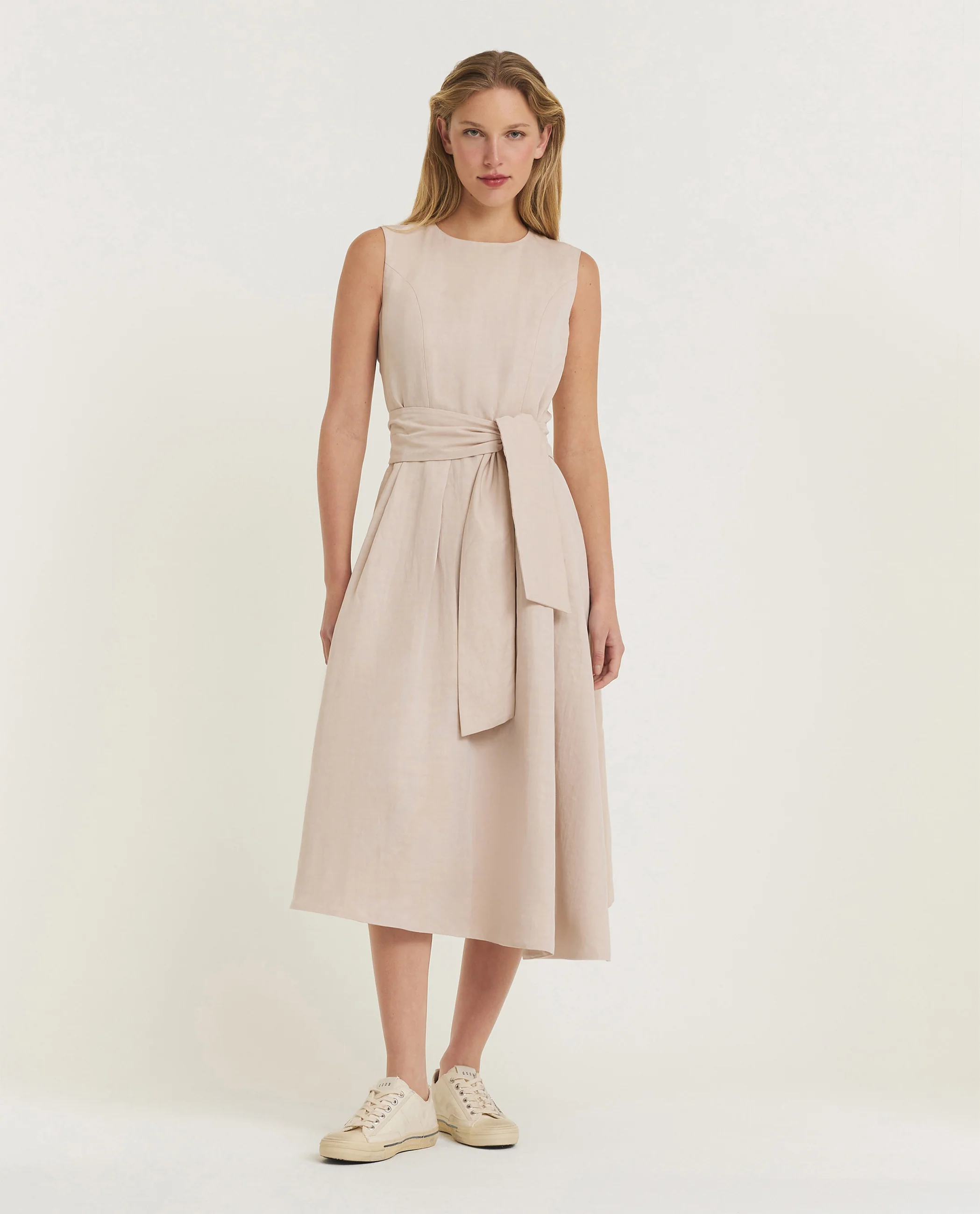 Midi jurk met ceintuur