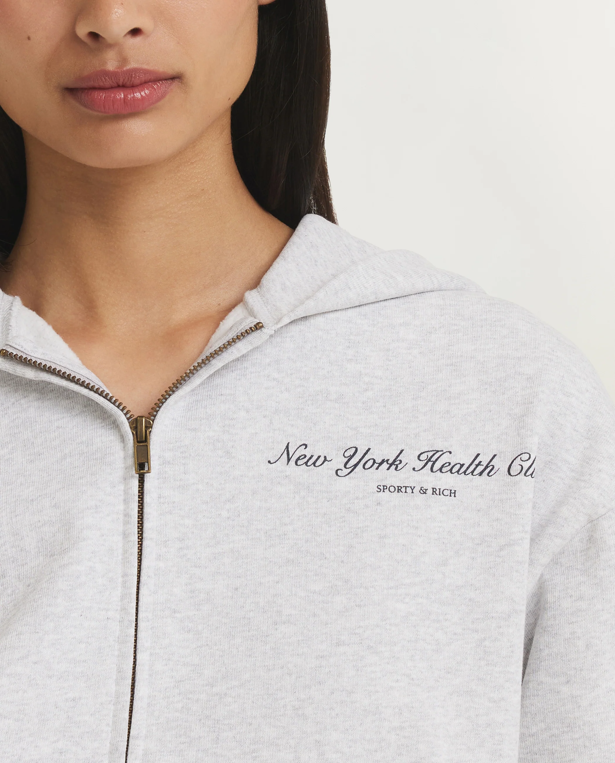 NY Health Club Cropped Zip Hoodie - Lichtgrijs - Image 2
