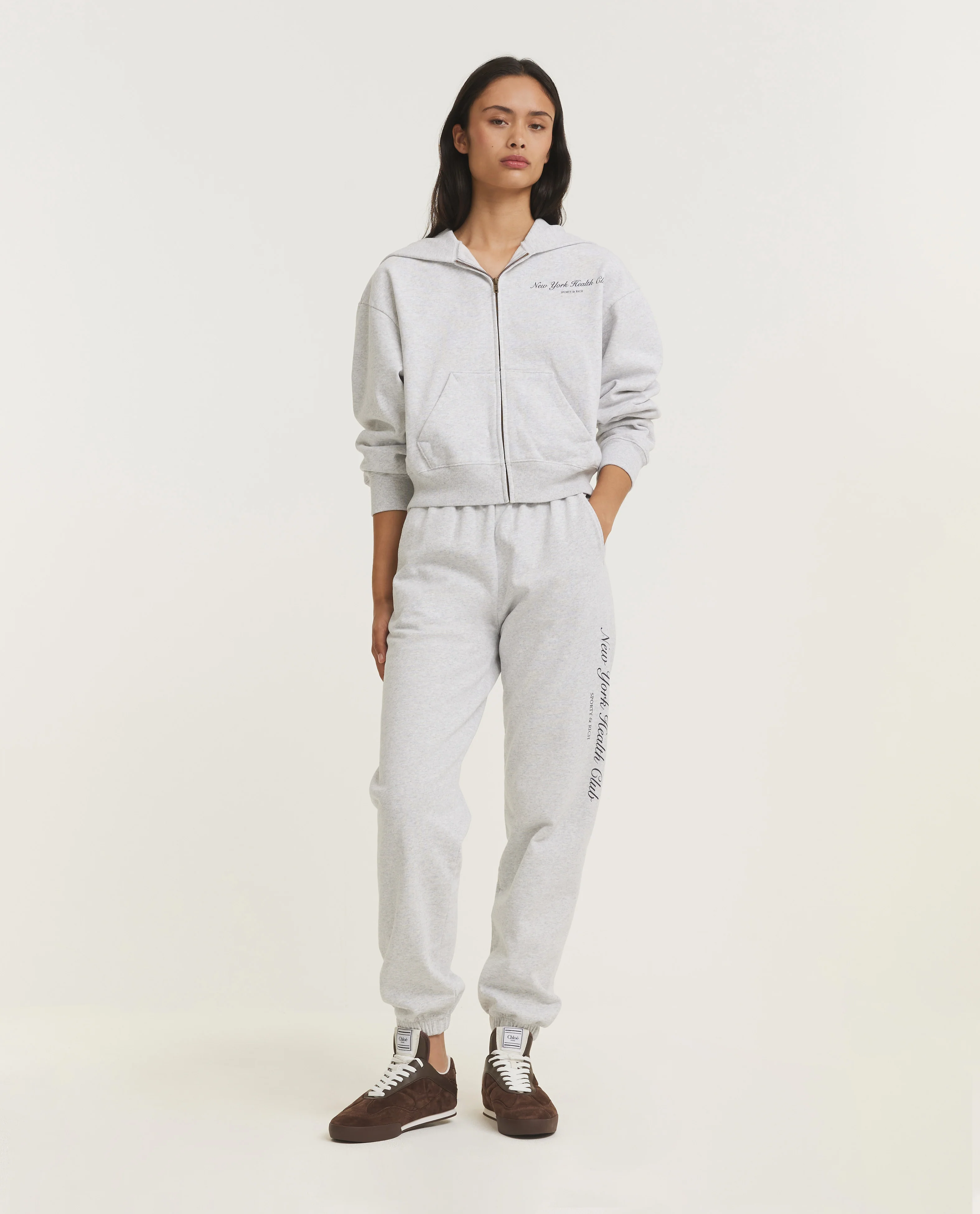 NY Health Club Cropped Zip Hoodie - Lichtgrijs - Image 3