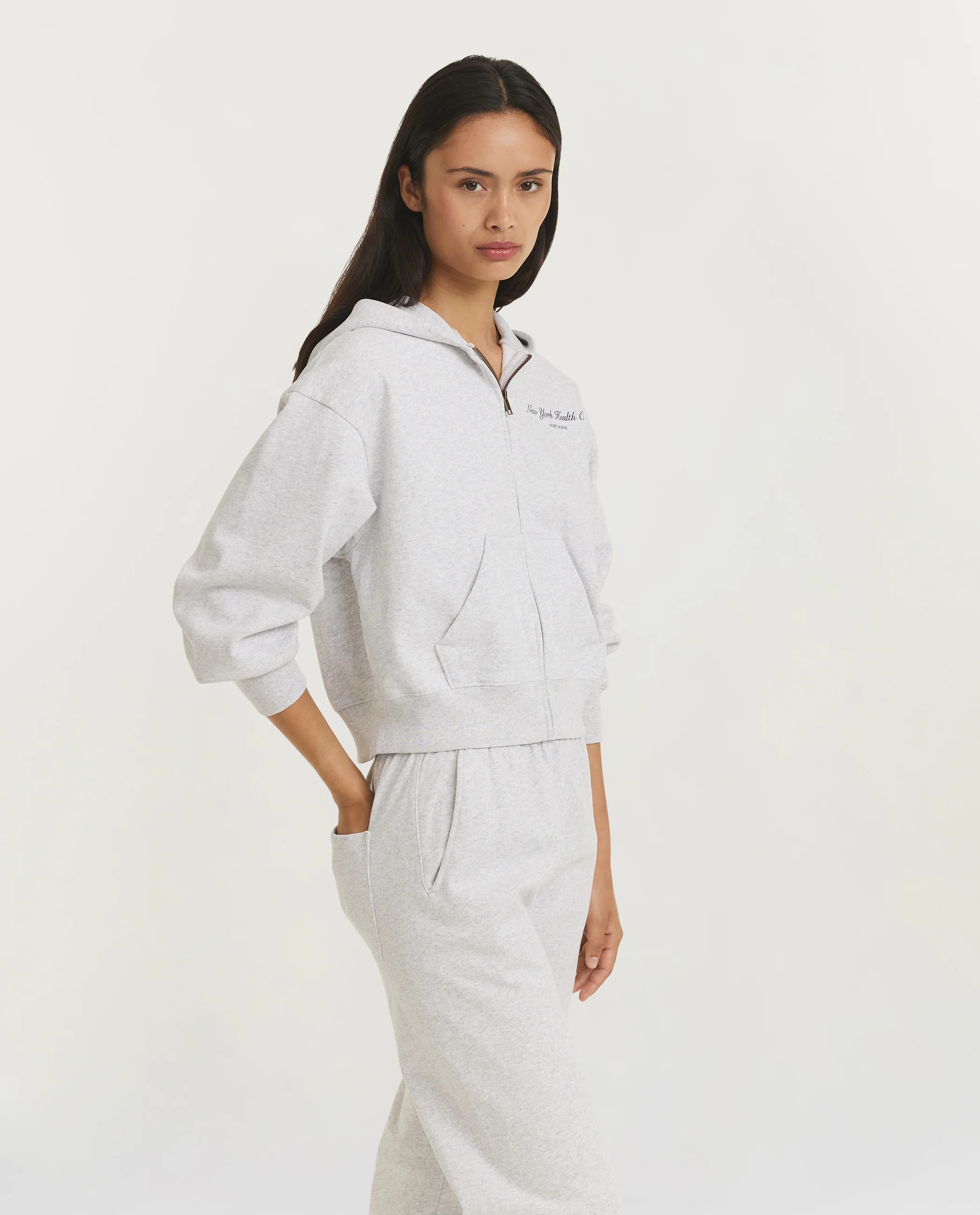 NY Health Club Cropped Zip Hoodie - Lichtgrijs - Image 4
