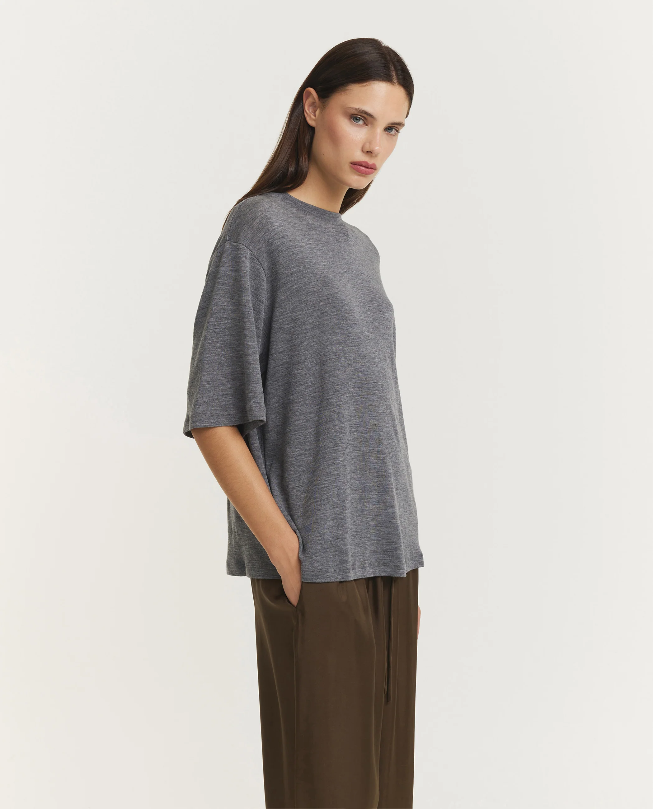 Oversized Merino T-Shirt - Grijs - Image 4