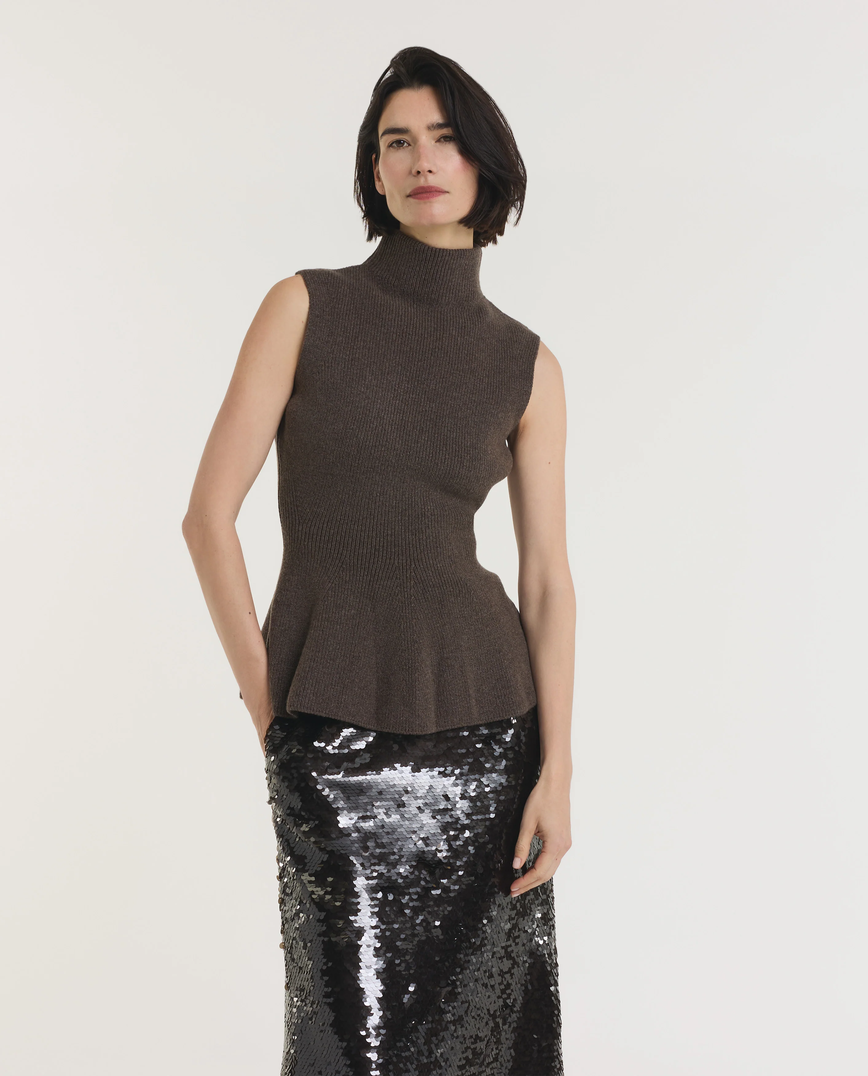 Sculptural Sleeveless Knit Top