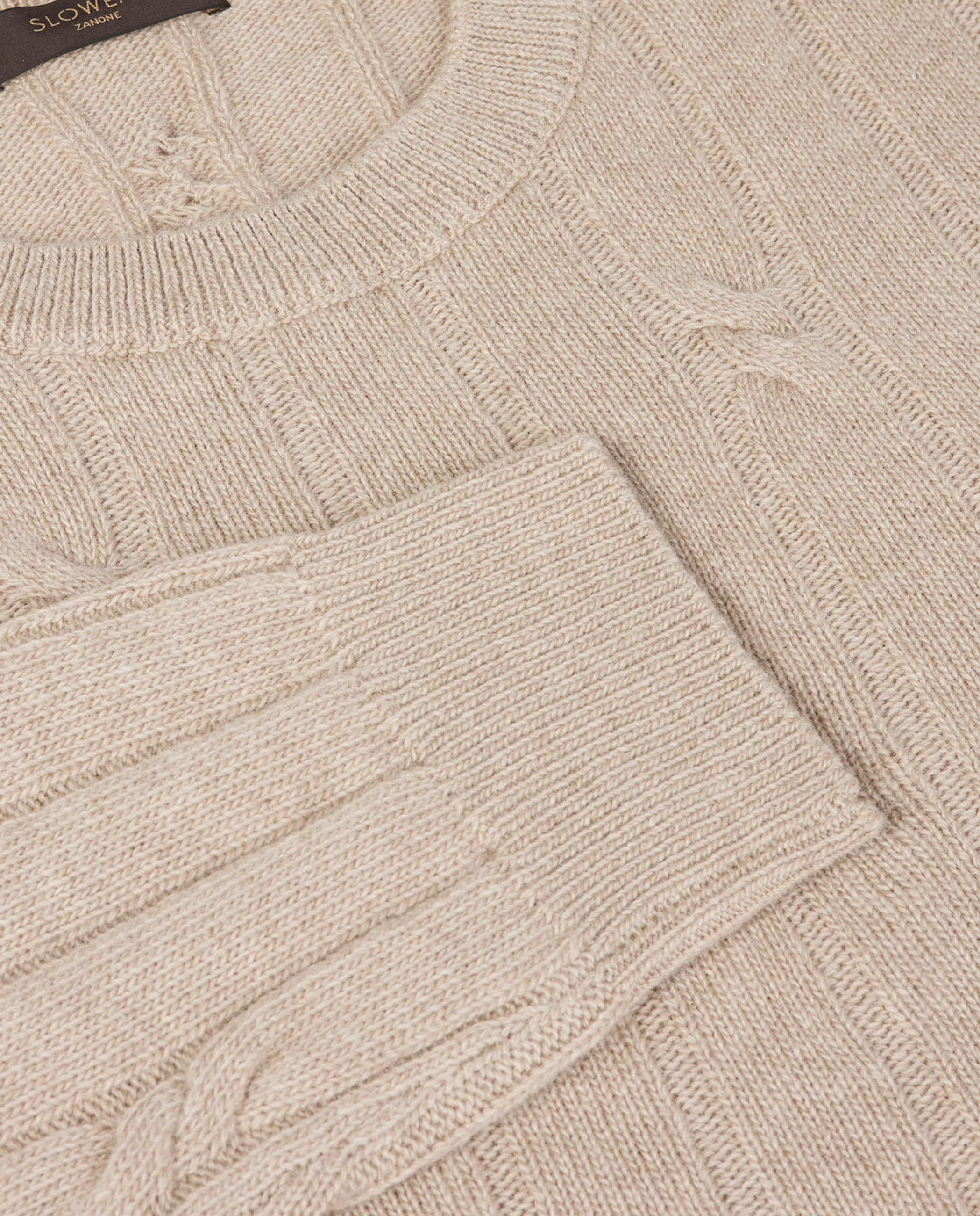 Wol Cashmere Kabeltrui - Lichtbruin - Image 4