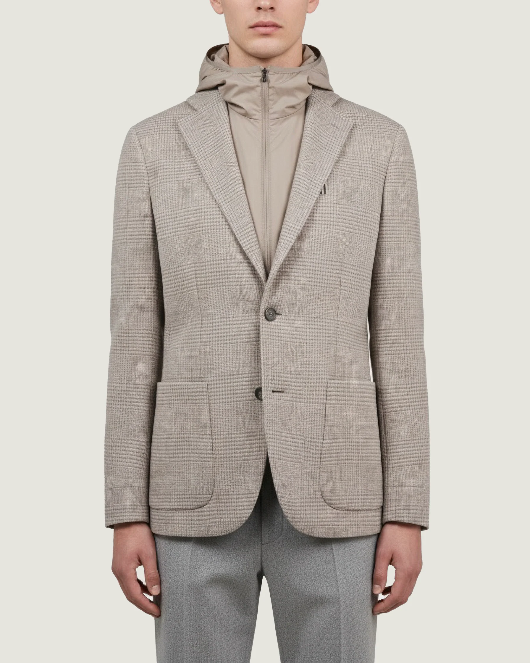 Wollen Hoodie Blazer - Lichtbruin - Image 2